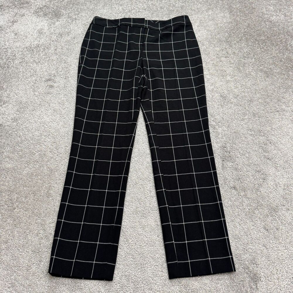 Calvin Klein Windowpane Slim Fit Trouser Pants Womens 4 Black White Mid Rise NWT